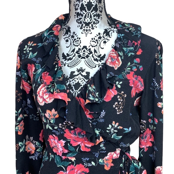 MAJE Rosetina Floral  Ruffle Wrap Dress - Picture 7 of 8